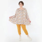 A-Form Oversize Shirt aus weich fallendem Jersey für zeitlosen Lagenlook und legeren Komfort, Ecru/Rosa/Multi