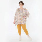 A-Form Oversize Shirt aus weich fallendem Jersey für zeitlosen Lagenlook und legeren Komfort, Ecru/Rosa/Multi