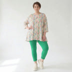 Ausgefallenes Glockenshirt aus feinem Jersey im zeitlosen Lagenlook mit weichem Stretch, Ecru/Fuchsia/Multi