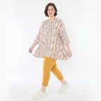 Zeitlos stilvolles Glockenform Shirt aus fein weichem Jersey für legeren Oversize Lagenlook, Ecru/Rosa/Multi