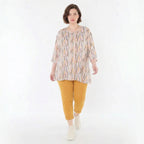 Zeitlos stilvolles Glockenform Shirt aus fein weichem Jersey für legeren Oversize Lagenlook, Ecru/Rosa/Multi