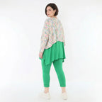 Ausgefallener Lagenlook Überwurf aus feinem Jersey im kastigen Oversize Style mit Pinselstrichmuster, Ecru/Fuchsia/Multi