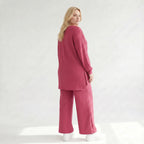 Ausgefallenes Oversize Shirt im zeitlosen Lagenlook aus weich fließendem Jacquard mit Struktur, Fuchsia