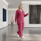 Ausgefallenes Oversize Shirt im zeitlosen Lagenlook aus weich fließendem Jacquard mit Struktur, Fuchsia