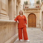 Ausgefallenes Oversize Shirt mit erhabener Waffelstruktur, fließend weich und elastisch, Rost