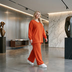Ausgefallenes Oversize Shirt mit erhabener Waffelstruktur, fließend weich und elastisch, Rost
