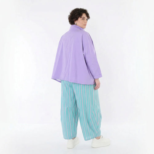 Zeitlos ausgefallene Ballon Hose im luftig leichten Lagenlook aus Baumwollmix mit Flügeltaschen, Grün/Flieder