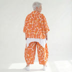 Stilvolle Lagenlook Bluse aus weich fließender Popeline mit schimmernder Oberfläche und Batikmuster, Orange/Weiß