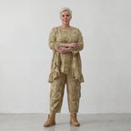 Luftiges Oversize Lagenlook Big Shirt in feiner Baumwoll-Popeline mit Batikmuster, Camel