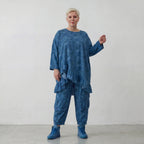 Luftig leichtes Oversize Big Shirt aus feinster Baumwoll Popeline im ausgefallenen Lagenlook, Petrol
