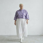Ausgefallene kurze Lagenlook Jacke aus feiner Popeline Baumwolle, moderner Oversize Stil, Lila