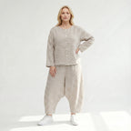 Luftig leichte Oversize Jacke im ausgefallenen Lagenlook mit zeitlosen Streifen, Sand/Weiß