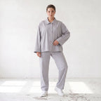 Zeitlose Karottenhose Grau elastisch leger ausgefallen Lagenlook Komfortliebling weich