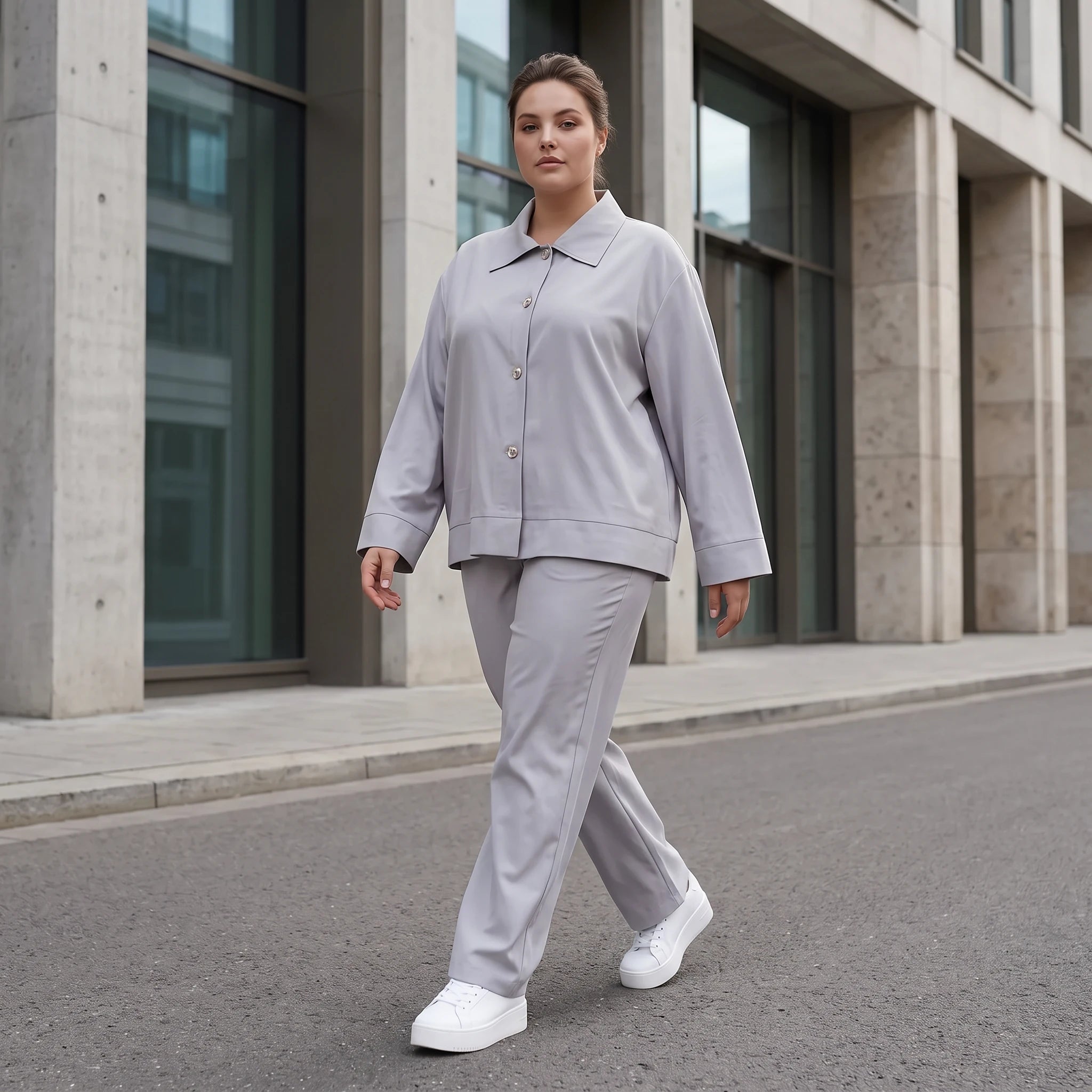 Zeitlose Karottenhose Grau elastisch leger ausgefallen Lagenlook Komfortliebling weich