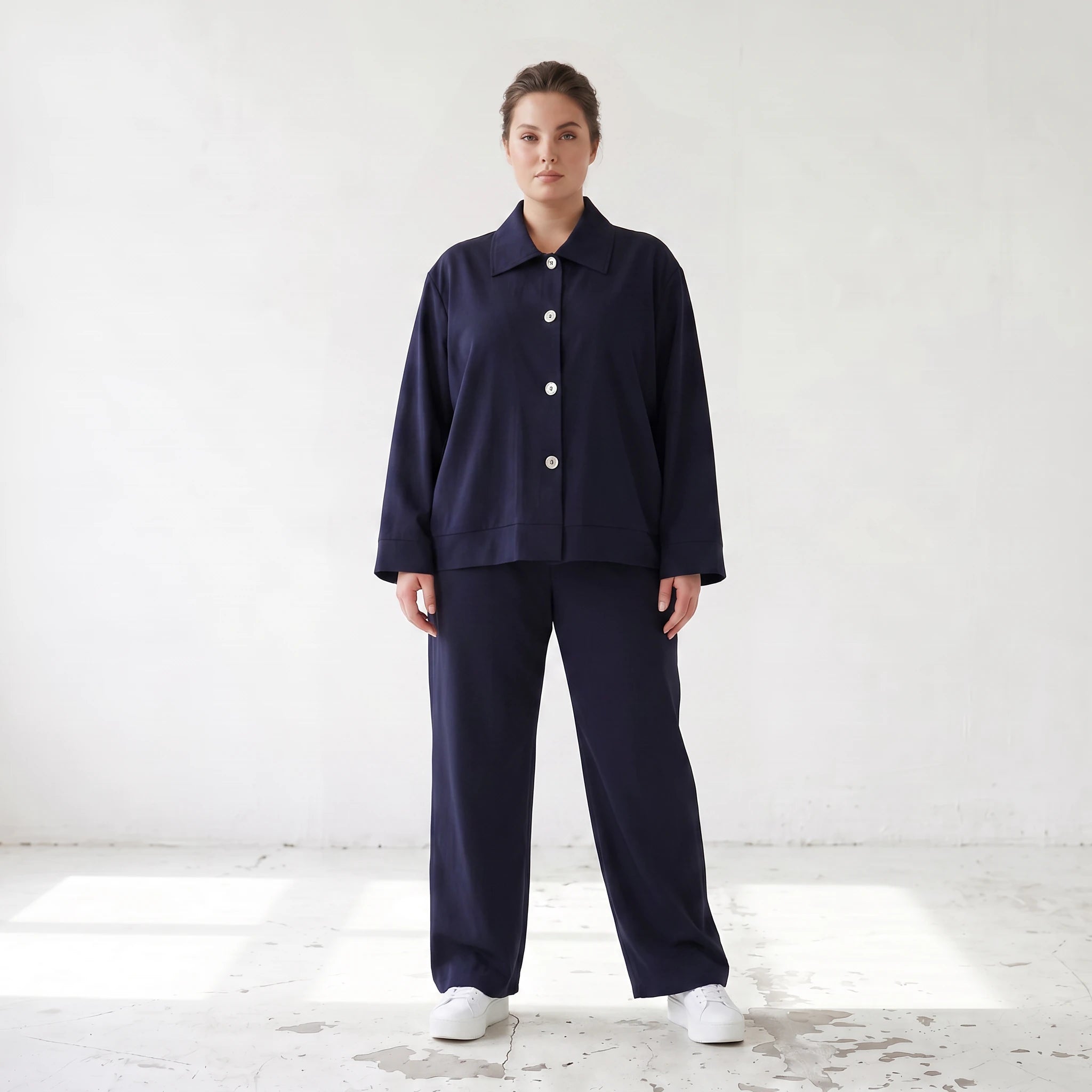 Damen Hose Lagenlook Marine, schmeichelnder Schnitt, Oversize große Größen – AKH Fashion