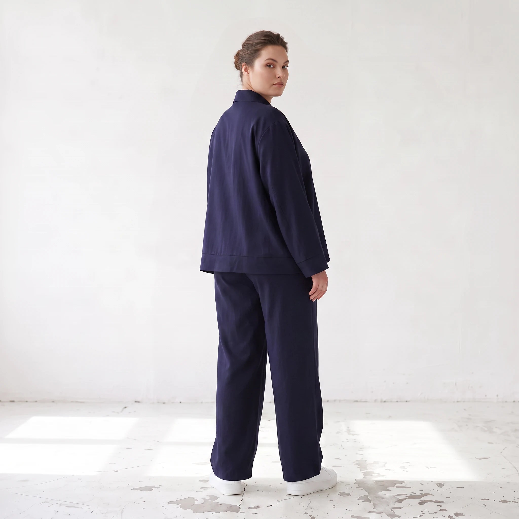 Damen Hose Lagenlook Marine, schmeichelnder Schnitt, Oversize große Größen – AKH Fashion