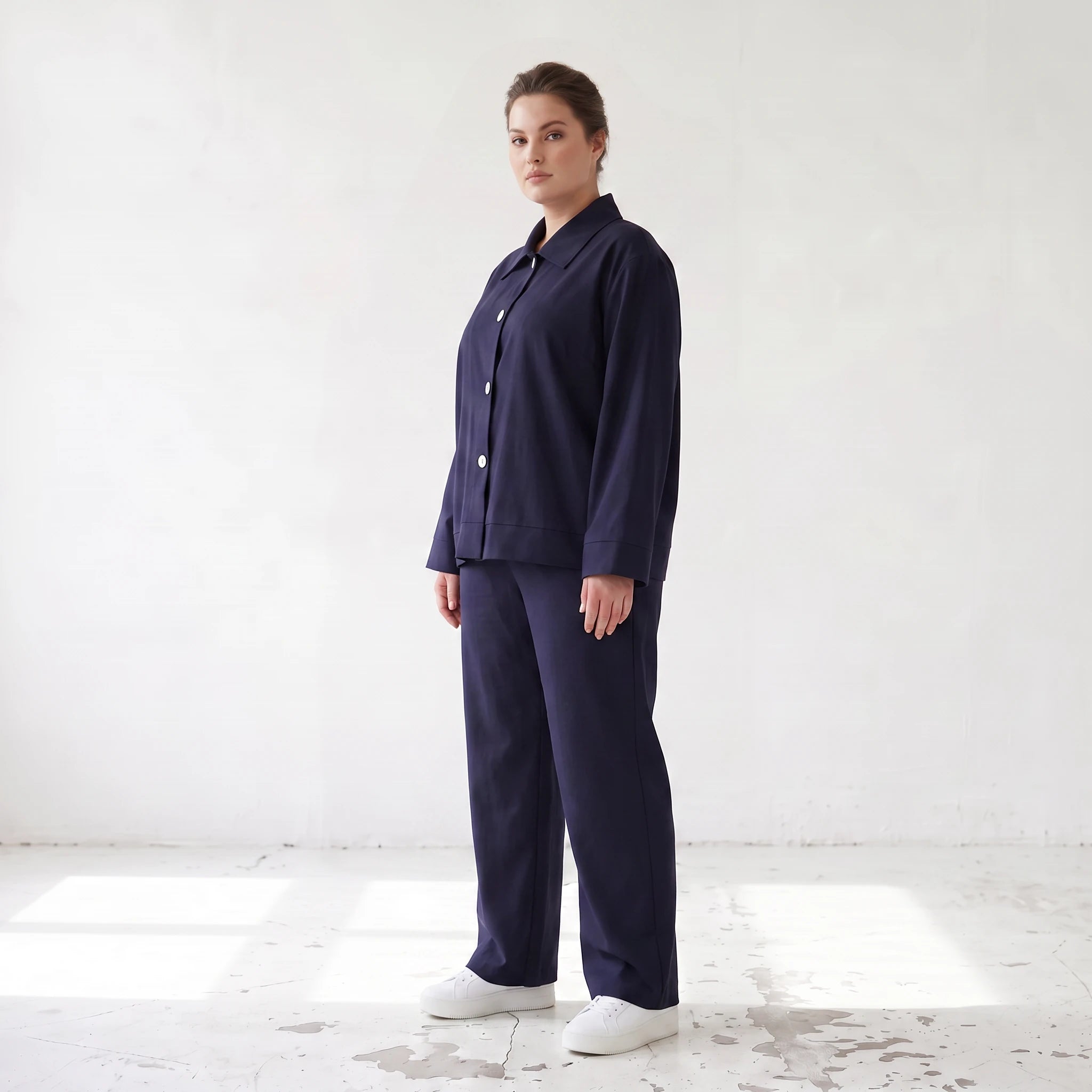 Damen Hose Lagenlook Marine, schmeichelnder Schnitt, Oversize große Größen – AKH Fashion