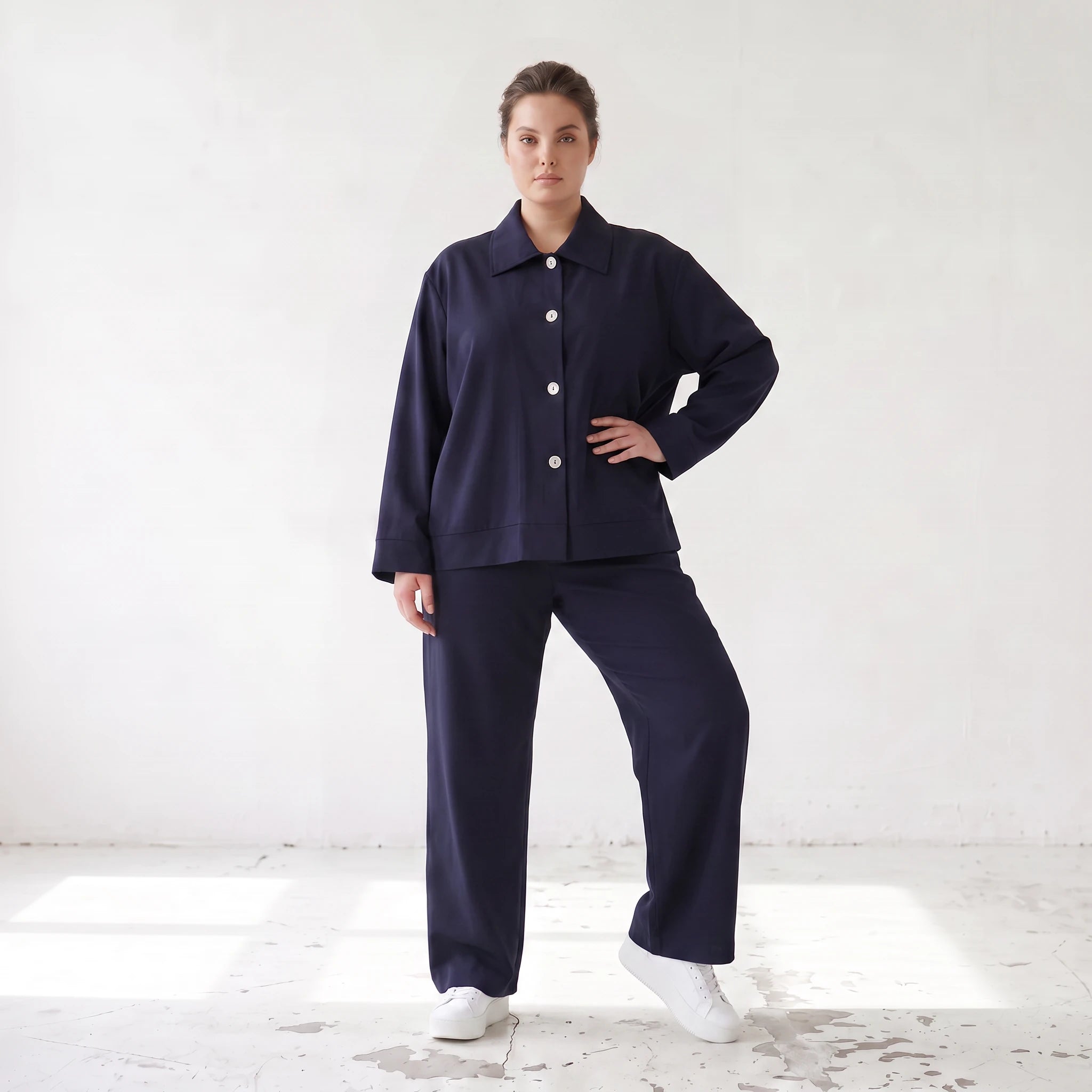 Damen Hose Lagenlook Marine, schmeichelnder Schnitt, Oversize große Größen – AKH Fashion