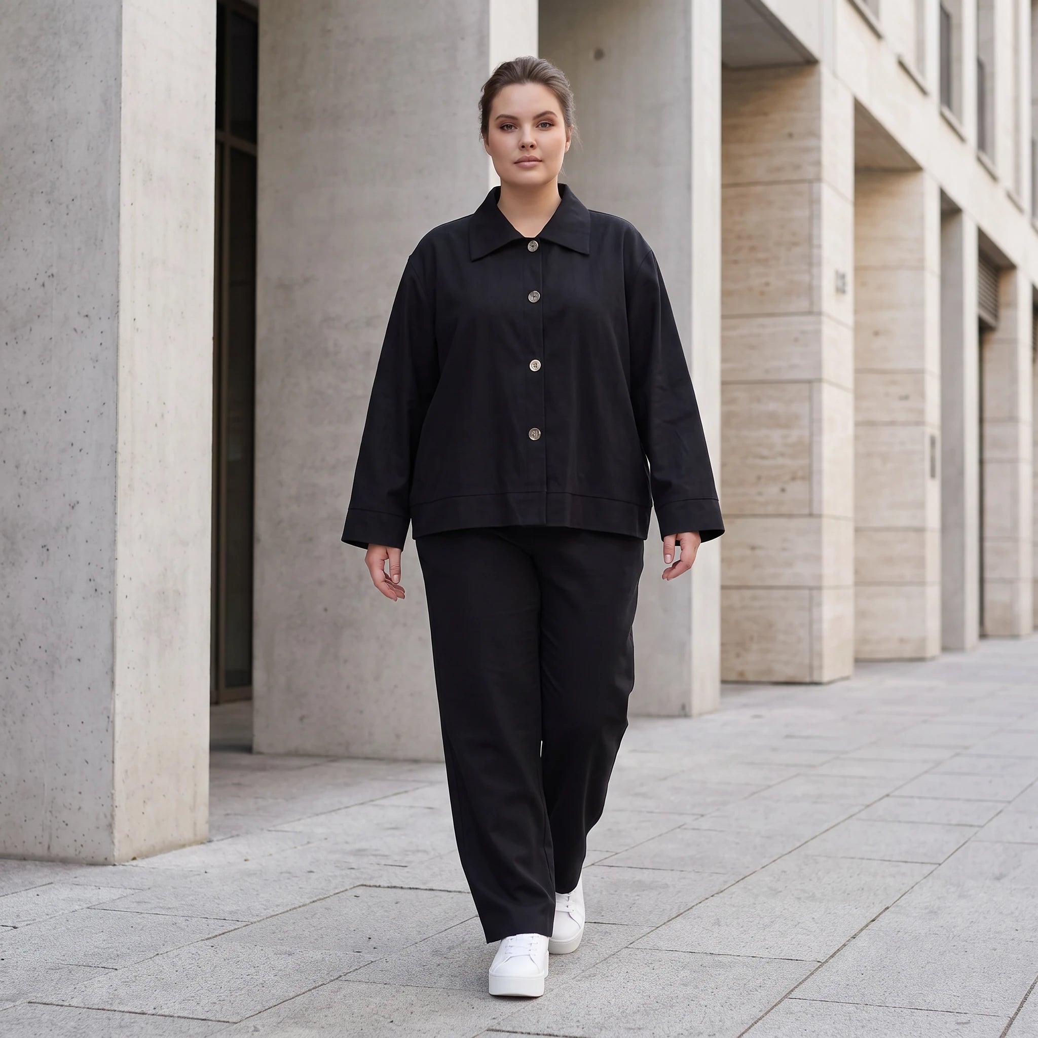 Damen Hose Lagenlook Schwarz, Komfortschnitt, Oversize große Größen – AKH Fashion