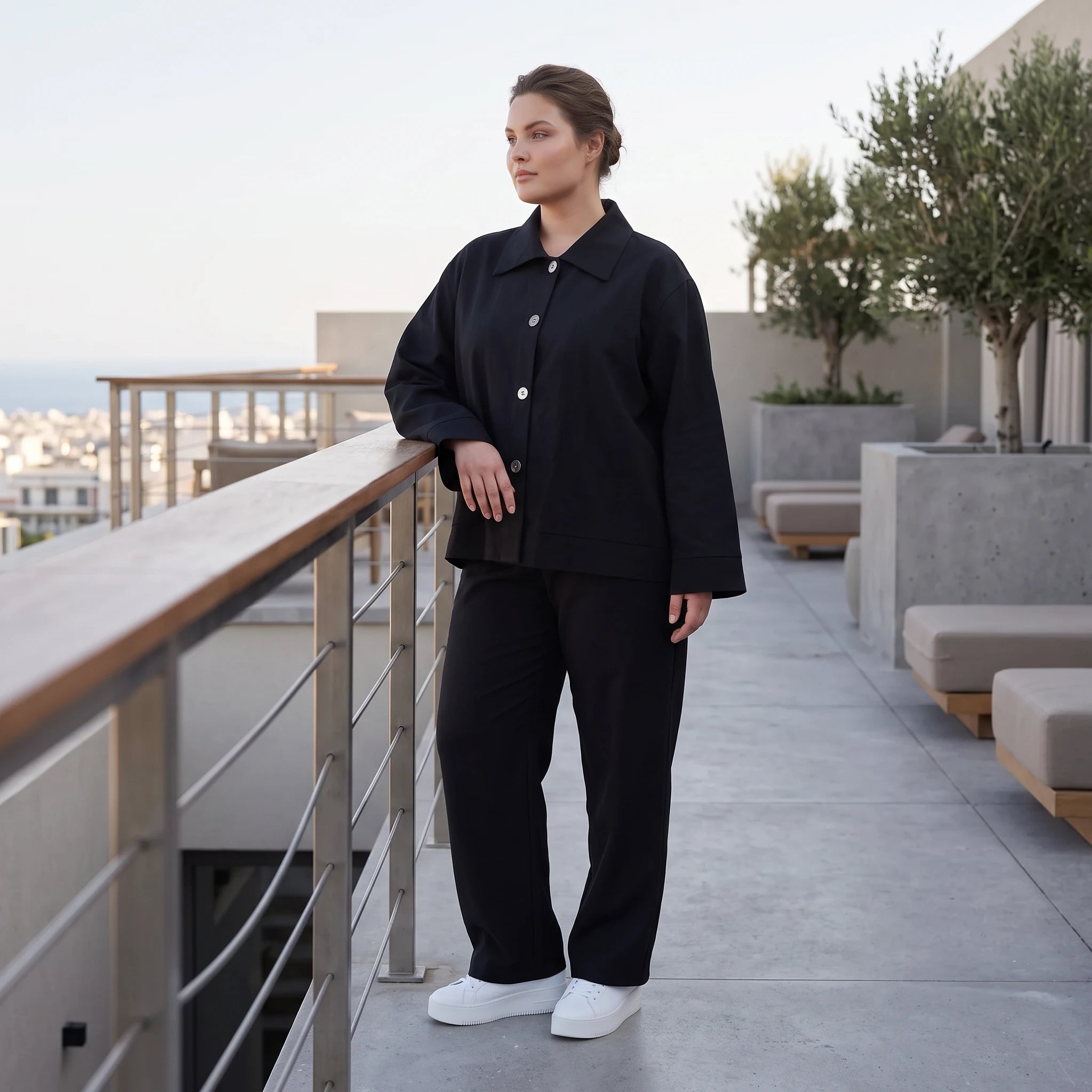 Damen Hose Lagenlook Schwarz, Komfortschnitt, Oversize große Größen – AKH Fashion