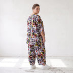 Fliessende Ballonhose Oversize Lagenlook in Schwarz Oliv Lila leger zeitlos soft fallend