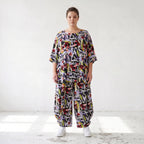 Fliessende Ballonhose Oversize Lagenlook in Schwarz Oliv Lila leger zeitlos soft fallend
