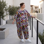 Fliessende Ballonhose Oversize Lagenlook in Schwarz Oliv Lila leger zeitlos soft fallend