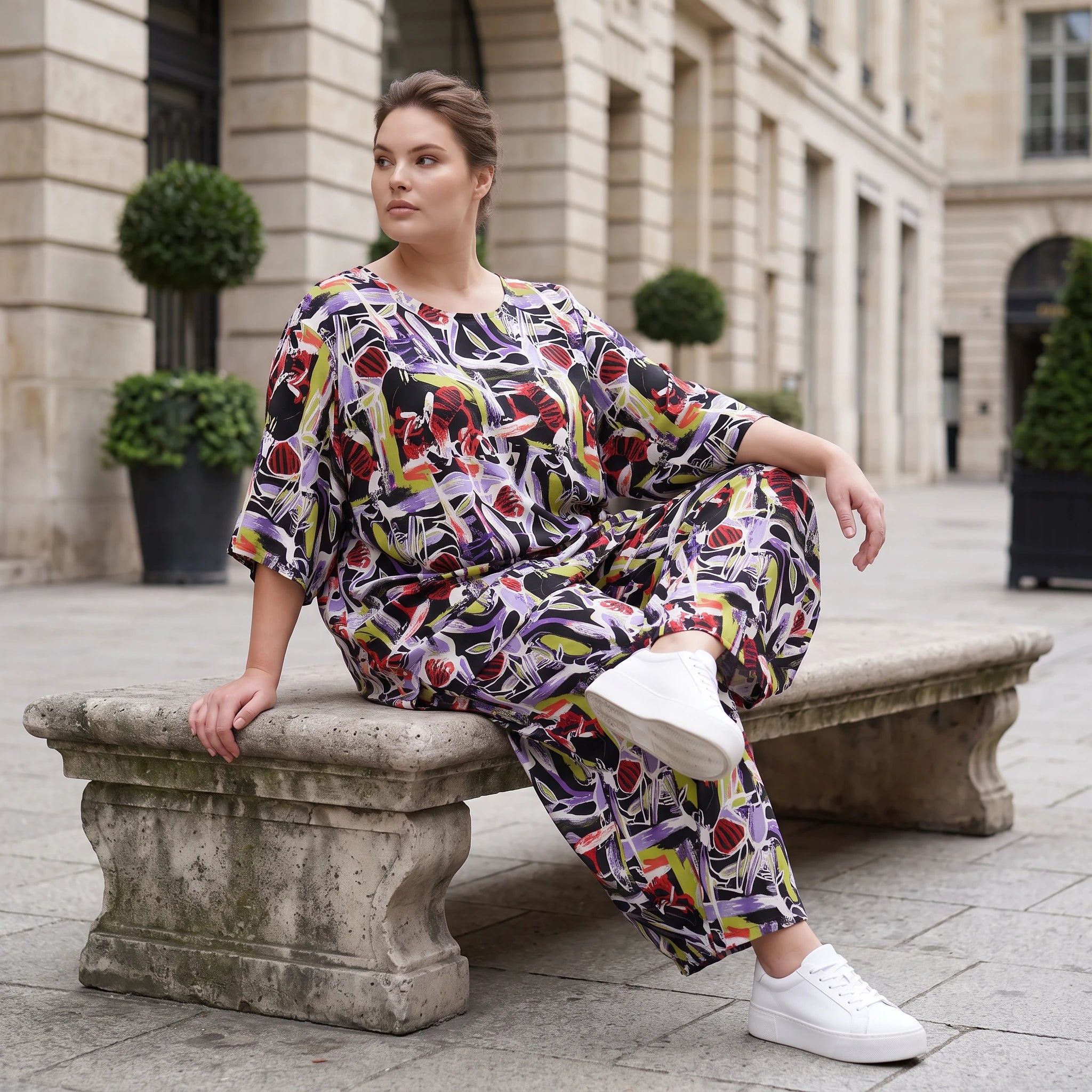 Fliessende Ballonhose Oversize Lagenlook in Schwarz Oliv Lila leger zeitlos soft fallend