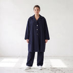 Fliessender Viskosemantel in Marine leger Oversize Lagenlook modern elegant leicht weich