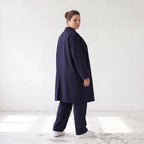 Fliessender Viskosemantel in Marine leger Oversize Lagenlook modern elegant leicht weich