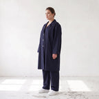 Fliessender Viskosemantel in Marine leger Oversize Lagenlook modern elegant leicht weich