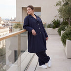 Fliessender Viskosemantel in Marine leger Oversize Lagenlook modern elegant leicht weich