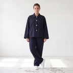 Zeitloser Marine Blazer im entspannten Oversize Lagenlook mit Hemdkragen elastisch weich