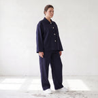 Zeitloser Marine Blazer im entspannten Oversize Lagenlook mit Hemdkragen elastisch weich