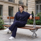 Zeitloser Marine Blazer im entspannten Oversize Lagenlook mit Hemdkragen elastisch weich