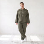 Khaki Bengalineblazer im Oversize Lagenlook weich elastisch zeitlos leger chic sommerlich