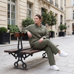 Khaki Bengalineblazer im Oversize Lagenlook weich elastisch zeitlos leger chic sommerlich