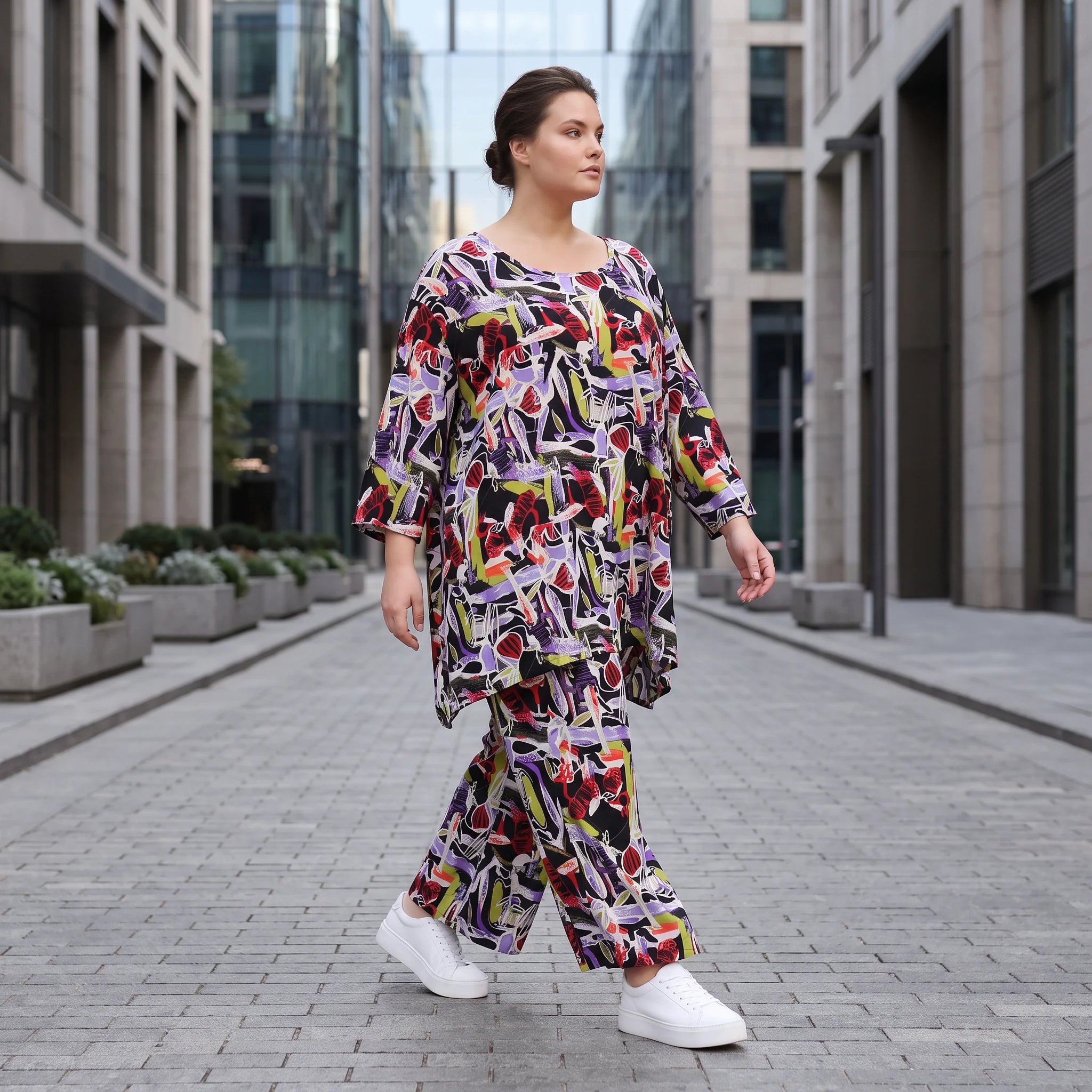 Fliessendes Viskoseshirt im Lagenlook Oversize leger in Schwarz Oliv Lila zeitlos modern