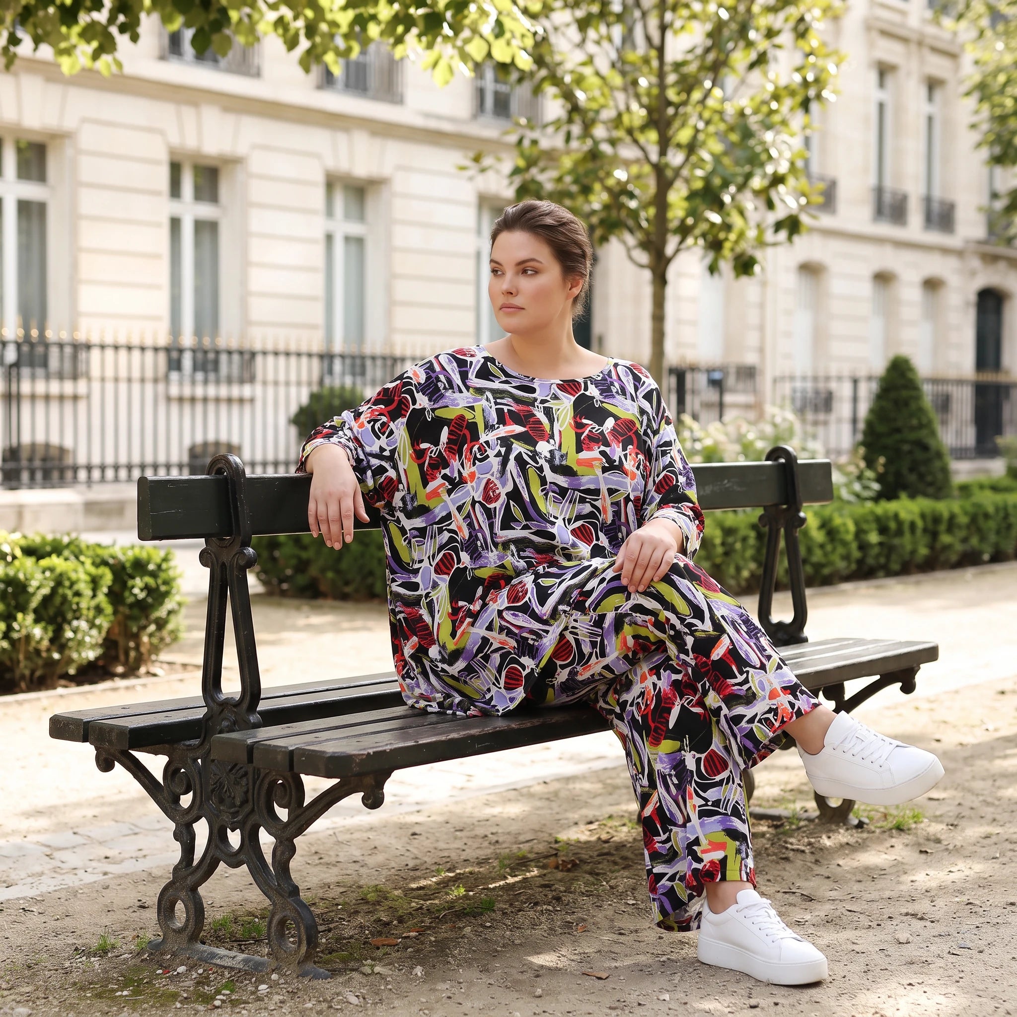 Fliessendes Viskoseshirt im Lagenlook Oversize leger in Schwarz Oliv Lila zeitlos modern