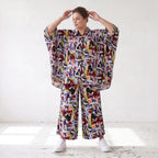 Zeitlose Oversize Viskosebluse in Schwarz Oliv Lila leger Lagenlook modern Hemdkragen