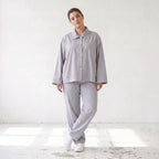 Eleganter Oversizeblazer Grau fliessend Lagenlook elastisch locker sehr modern chic edel