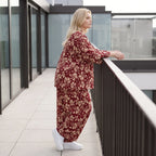 Damen Bluse Lagenlook Viskose Weinrot/Rose, gerader Schnitt, Langarm, Knopfleiste, Oversize große Größen – AKH Fashion