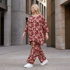 Damen Shirt Lagenlook Viskose Weinrot/Rose, A-Form, Langarm, Taschen, Oversize große Größen – AKH Fashion