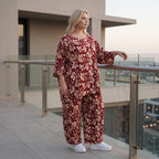 Damen Shirt Lagenlook Viskose Weinrot/Rose, A-Form, Langarm, Taschen, Oversize große Größen – AKH Fashion