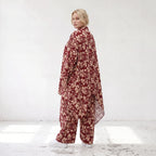 Damen Bluse Lagenlook Viskose Weinrot/Rose, gerader Schnitt, Langarm, Knopfleiste, Oversize große Größen – AKH Fashion