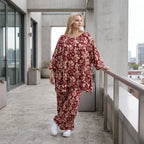 Damen Shirt Lagenlook Viskose Weinrot/Rose, A-Form, 3/4-Arm, Oversize große Größen – AKH Fashion