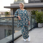 Damen Shirt Lagenlook Viskose Petrol/Rose, A-Form, 3/4-Arm, Oversize große Größen – AKH Fashion