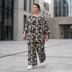 Damen Shirt Lagenlook Viskose Schwarz/Ecru, A-Form, Oversize große Größen – AKH Fashion