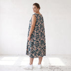 Damen Kleid Lagenlook Viskose Petrol/Rose, Ballonschnitt, ärmellos, Flügeltaschen, Oversize große Größen – AKH Fashion