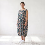 Damen Kleid Lagenlook Viskose Petrol/Rose, Ballonschnitt, ärmellos, Flügeltaschen, Oversize große Größen – AKH Fashion